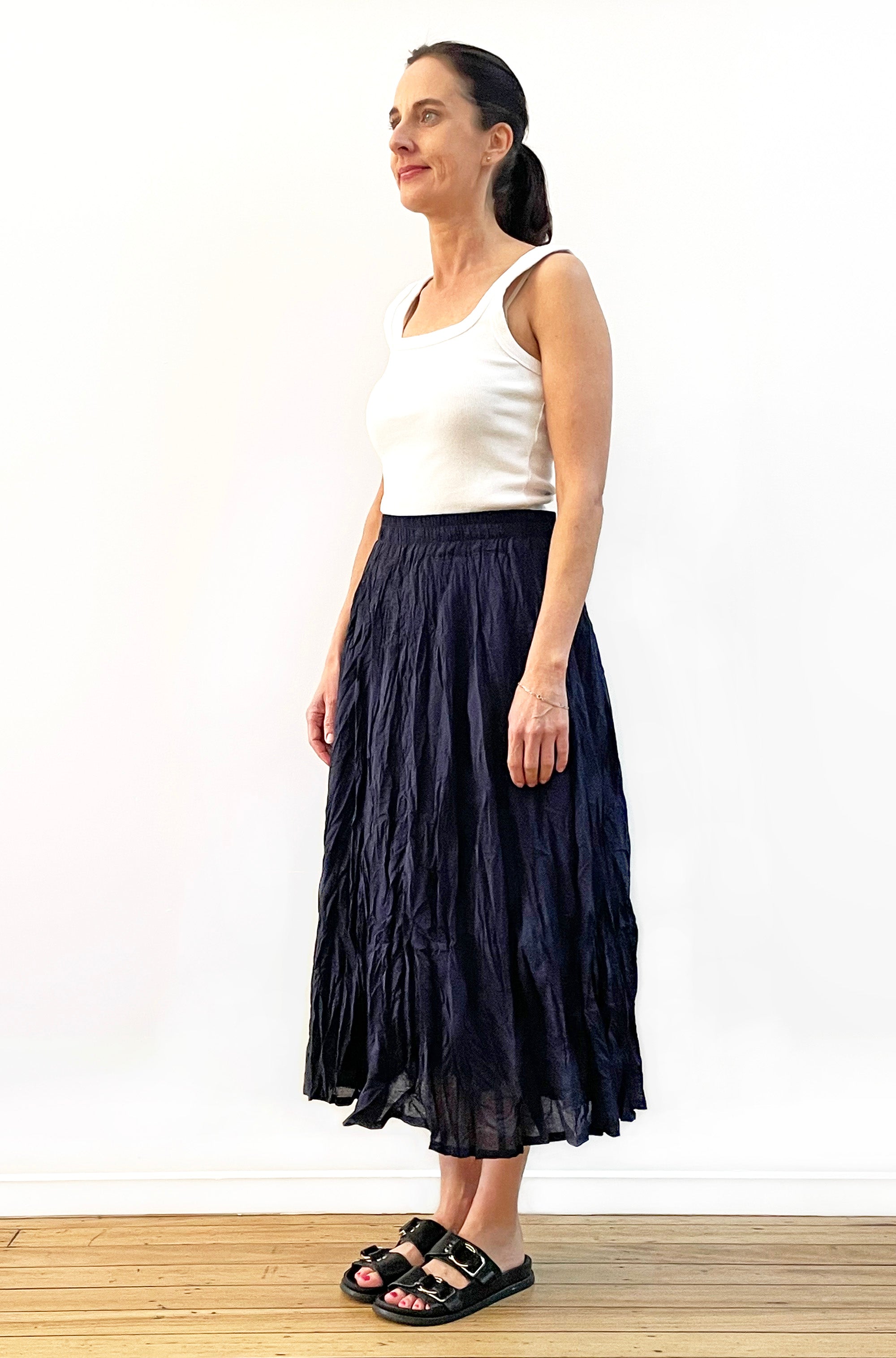 COTTON TWIST & GO MIDI SKIRT FRENCH NAVY