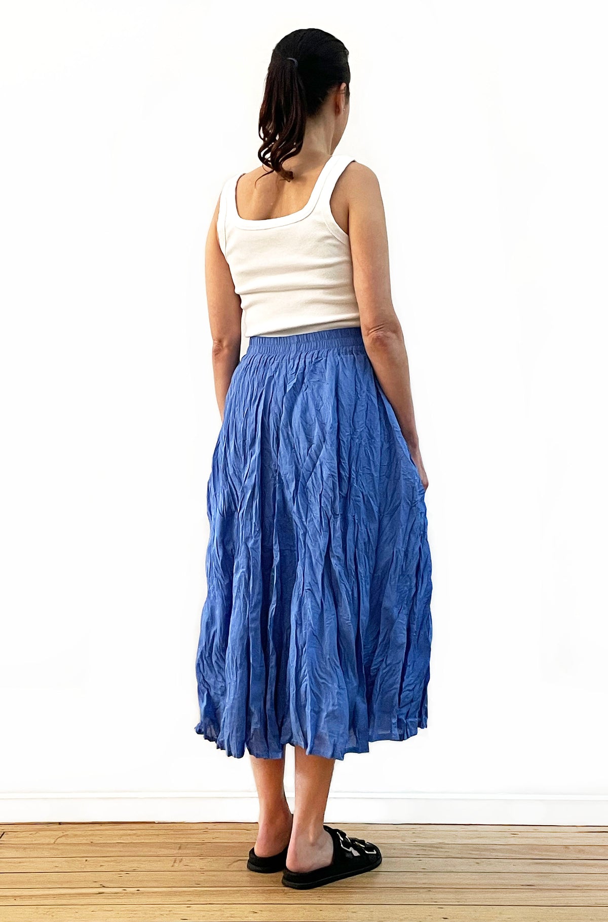 COTTON TWIST & GO MIDI SKIRT OCEAN BLUE