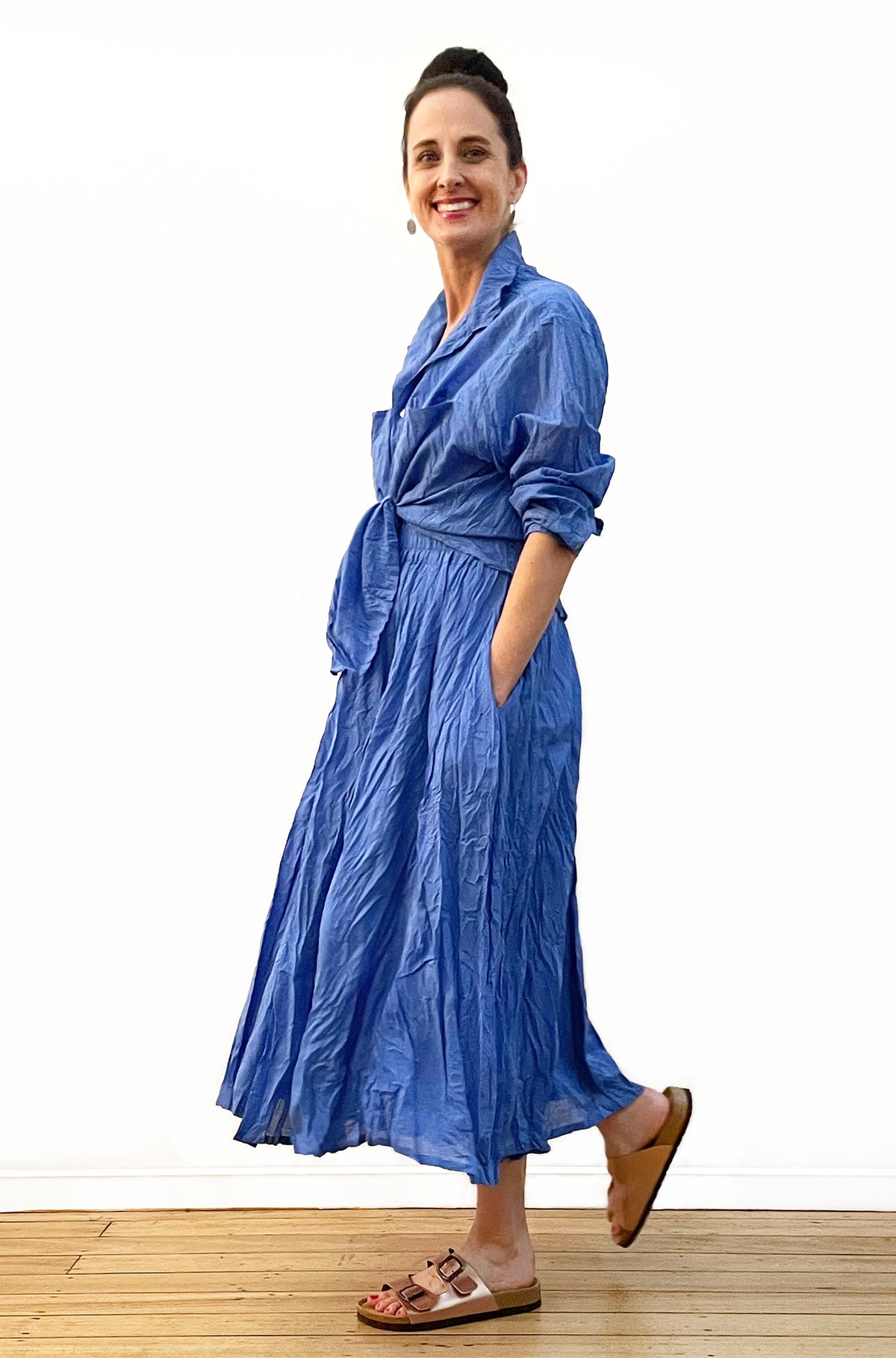 COTTON TWIST & GO SHIRT OCEAN BLUE