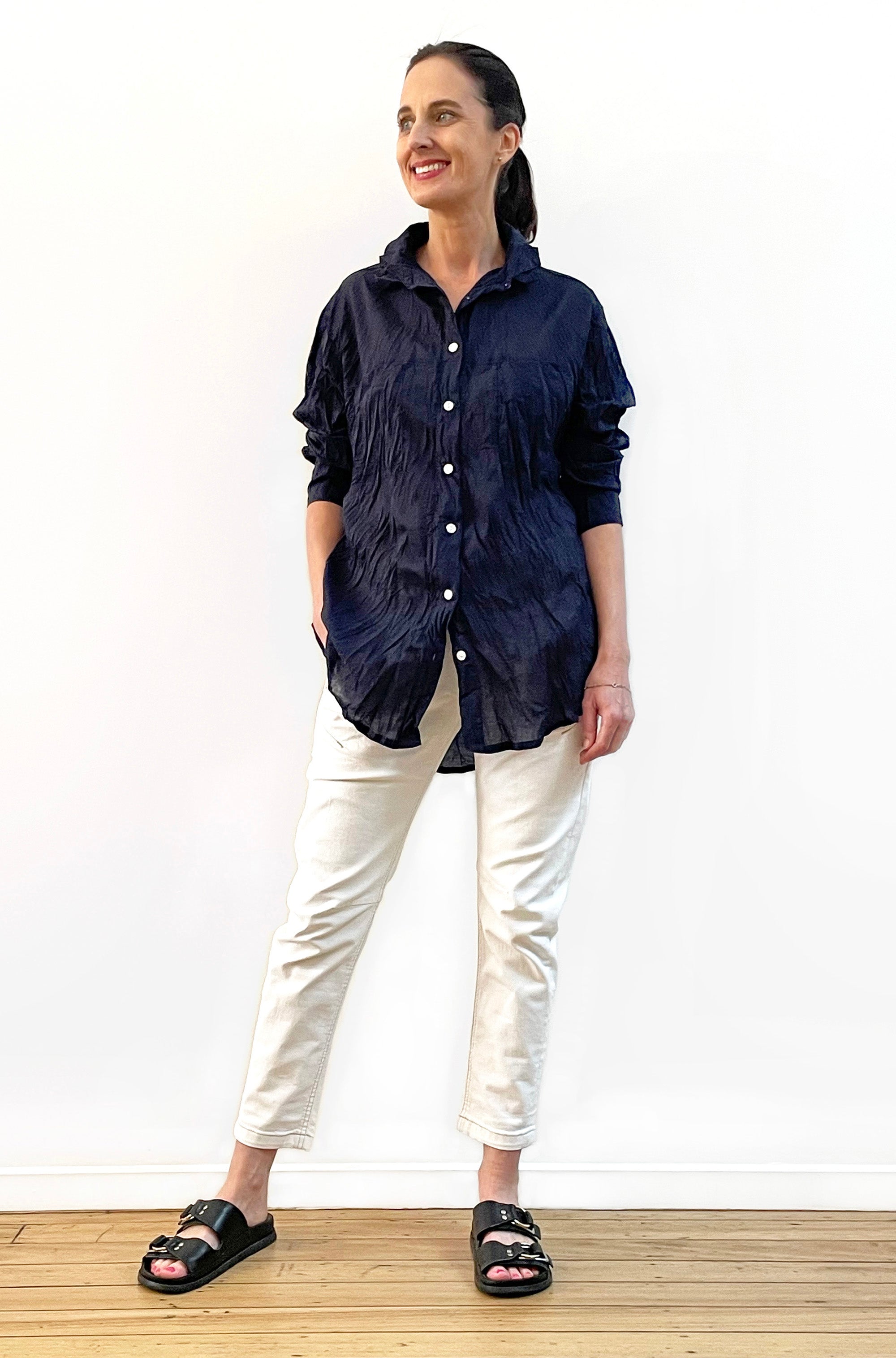 COTTON TWIST & GO SHIRT FRENCH NAVY