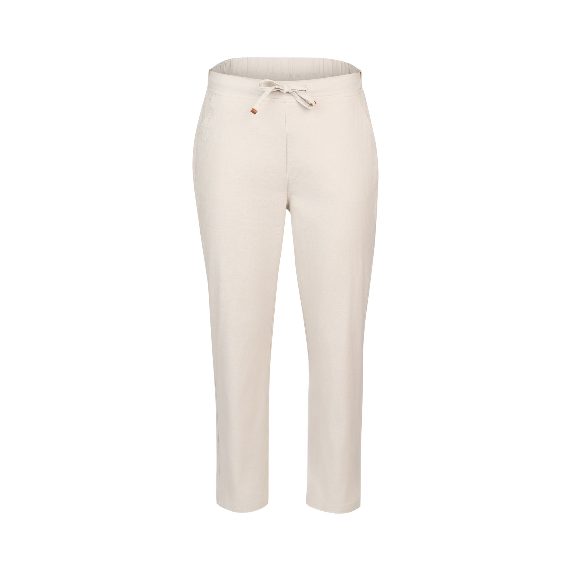 VASSALLI 7/8 SLIM LEG ELASTIC WAIST PANT STONE