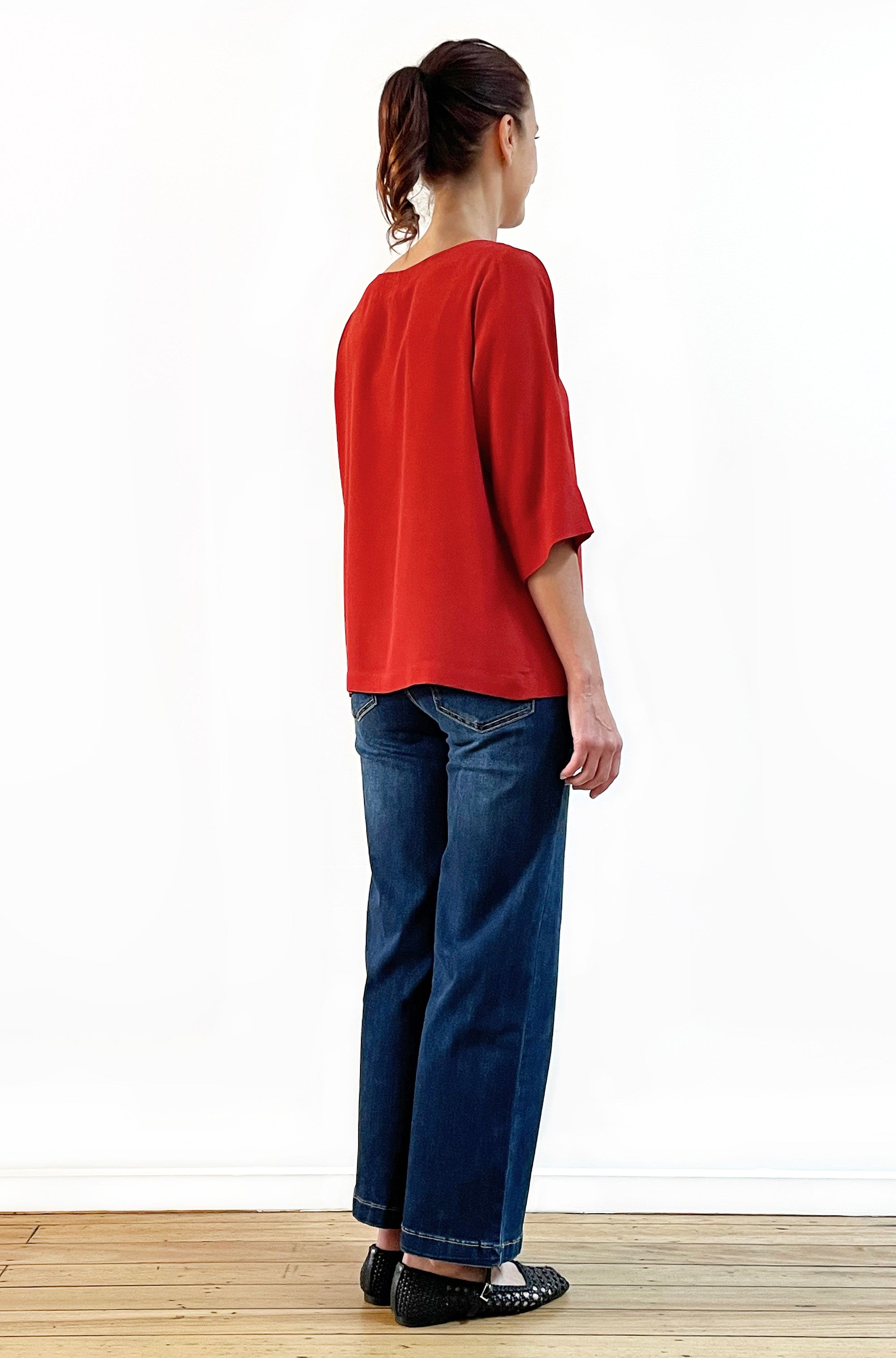VISCOSE CLASSIC 3/4 SLEEVE TOP PAPRIKA
