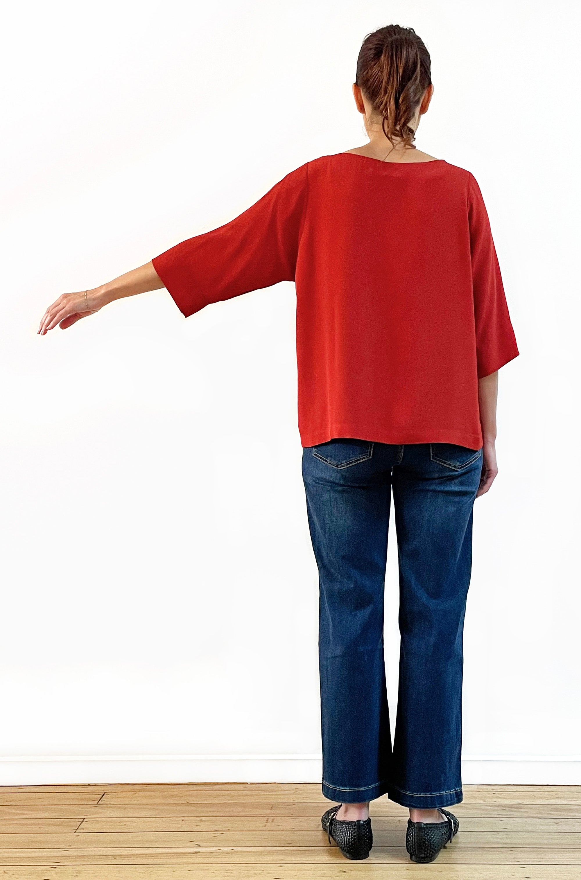 VISCOSE CLASSIC 3/4 SLEEVE TOP PAPRIKA