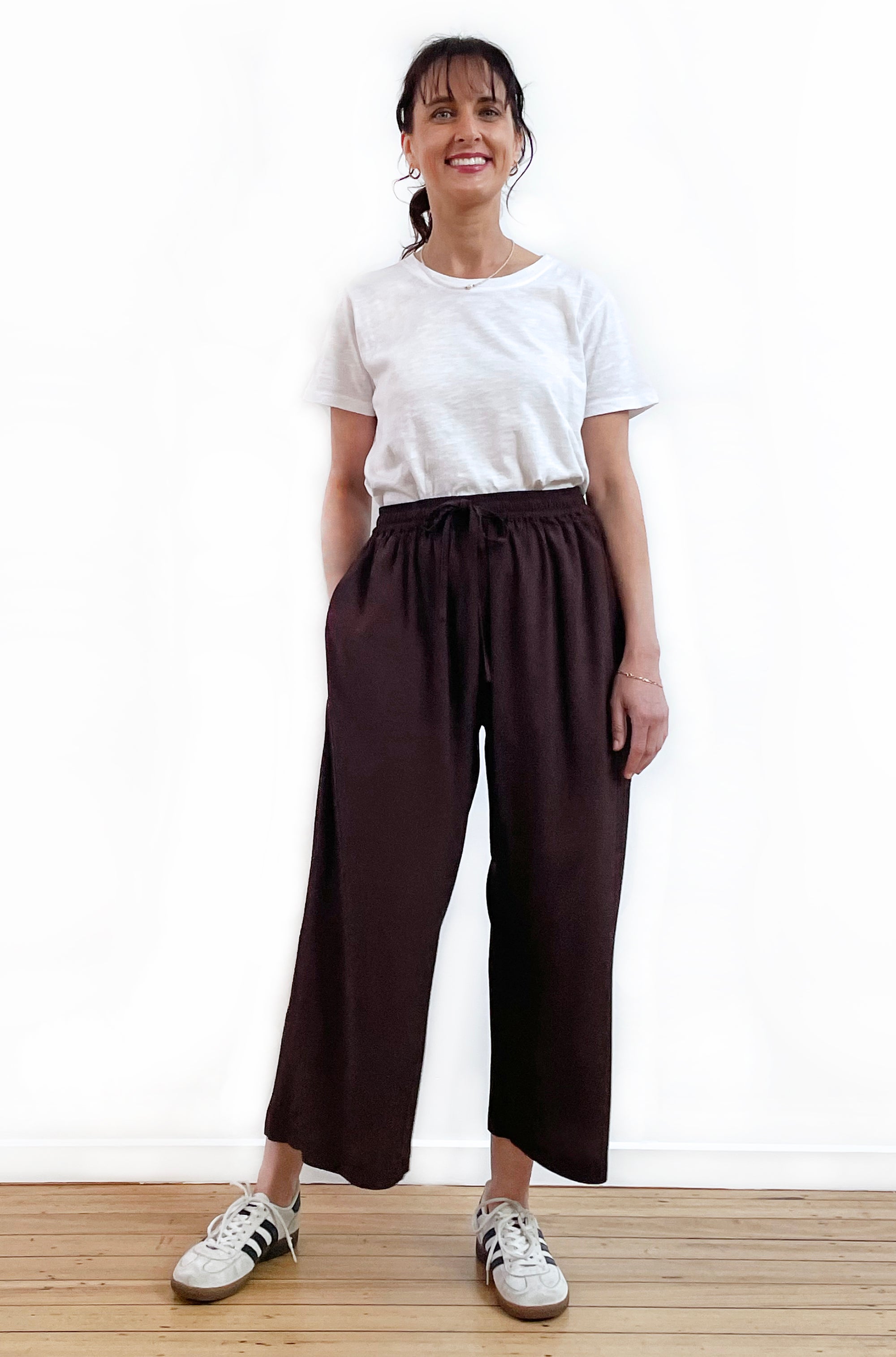 VISCOSE CROPPED WIDE LEG PANT CHOCOLATE