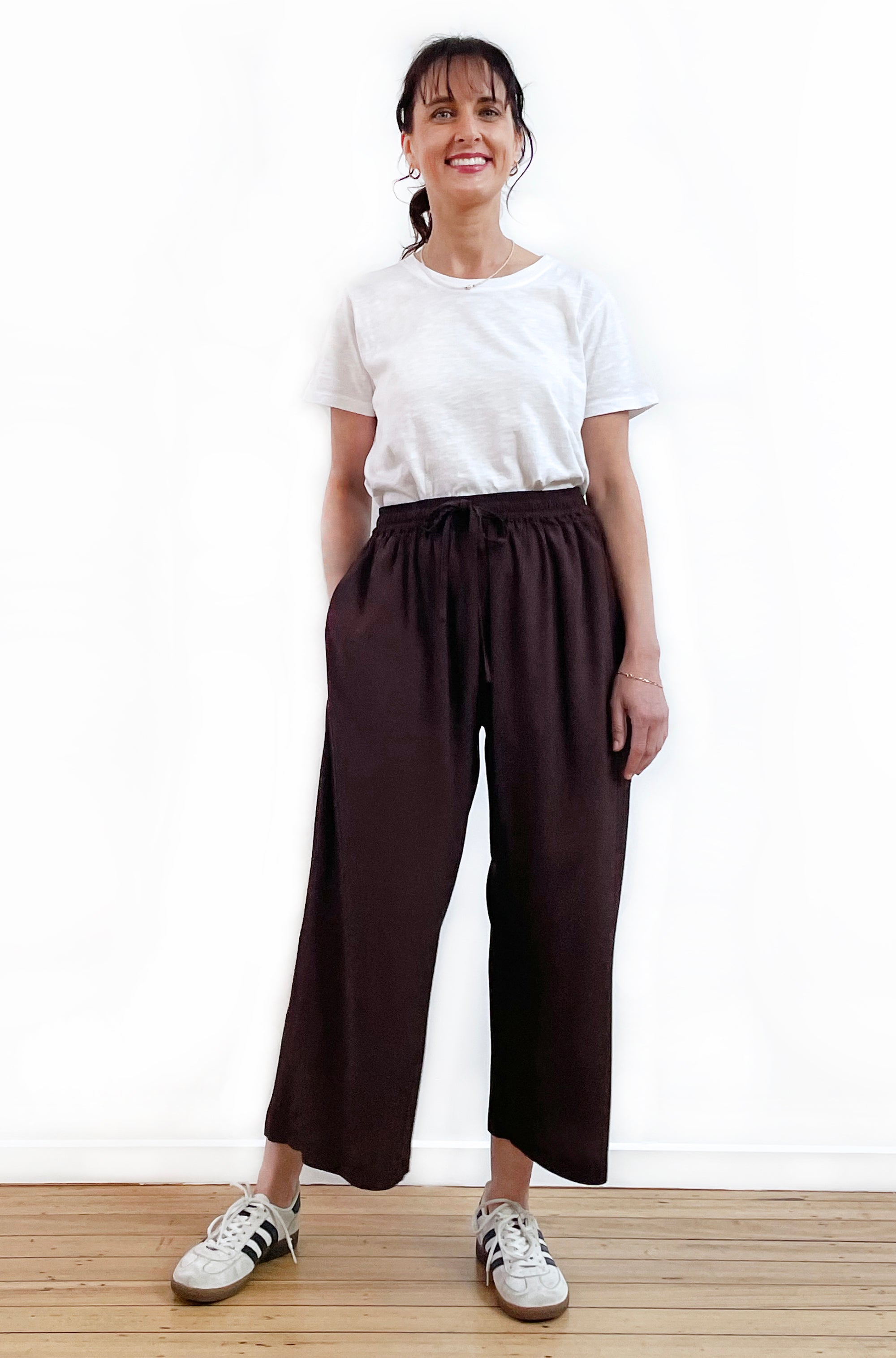 VISCOSE CROPPED WIDE LEG PANT CHOCOLATE