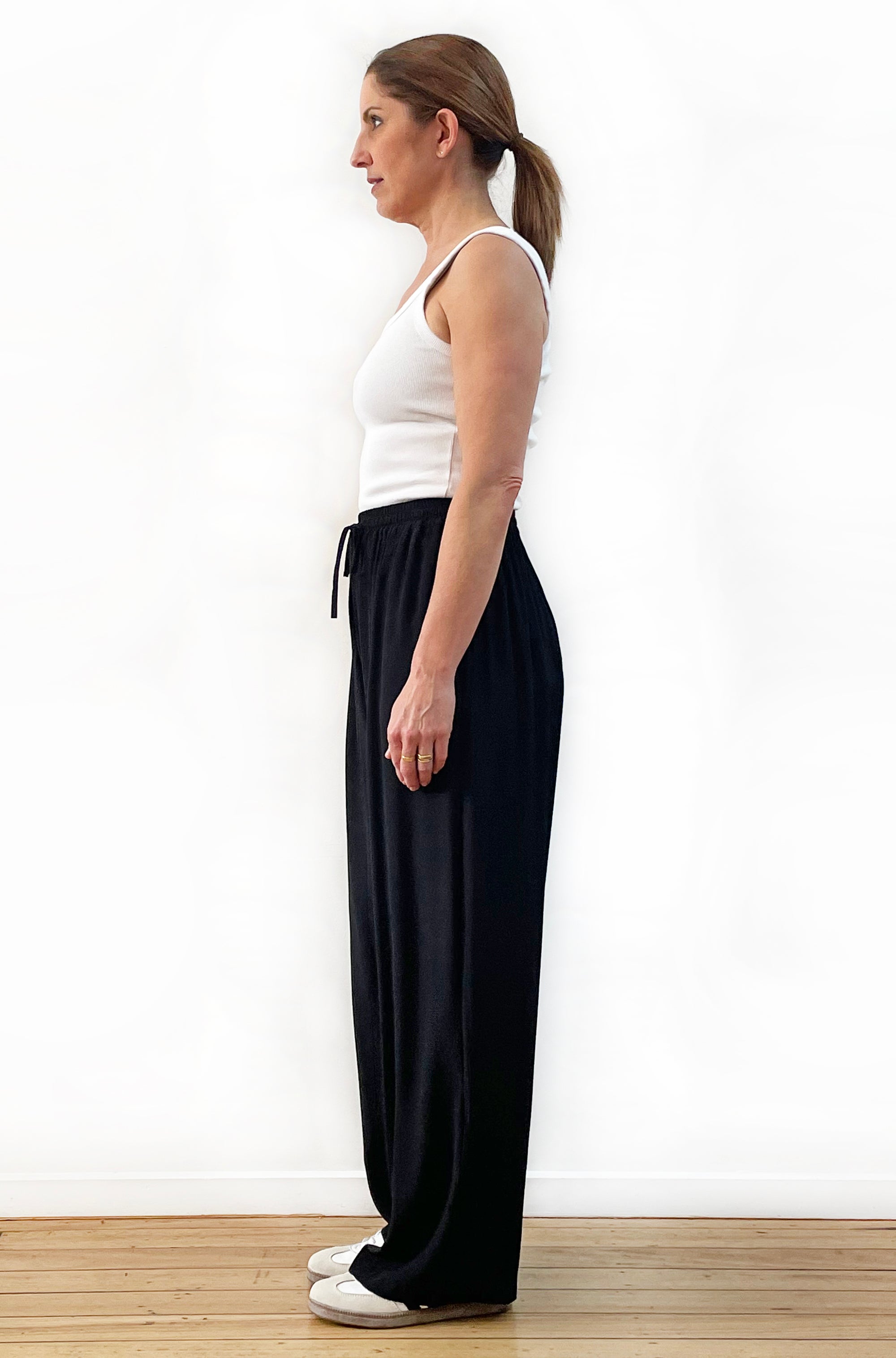 VISCOSE FULL LENGTH WIDE LEG PANT BLACK