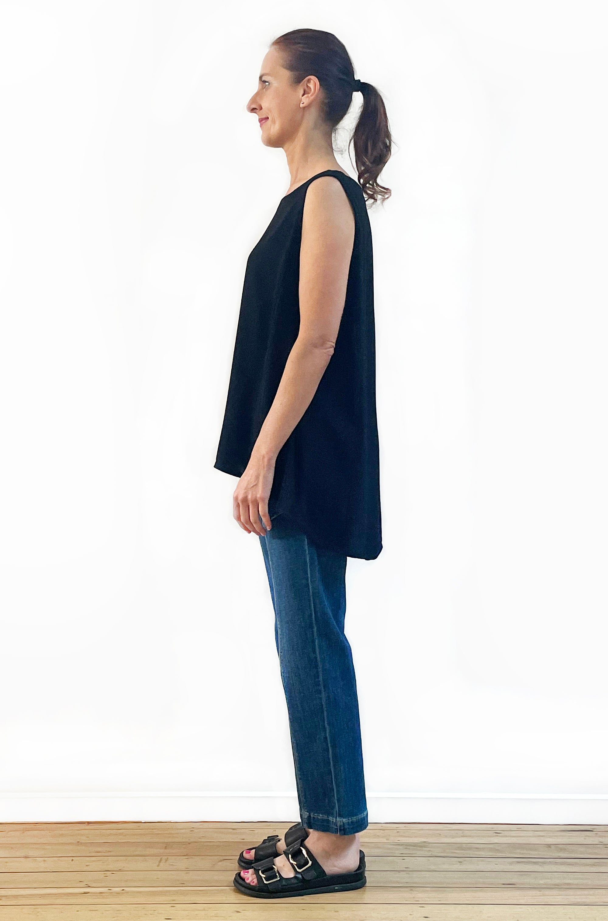 VISCOSE HI LO TANK BLACK