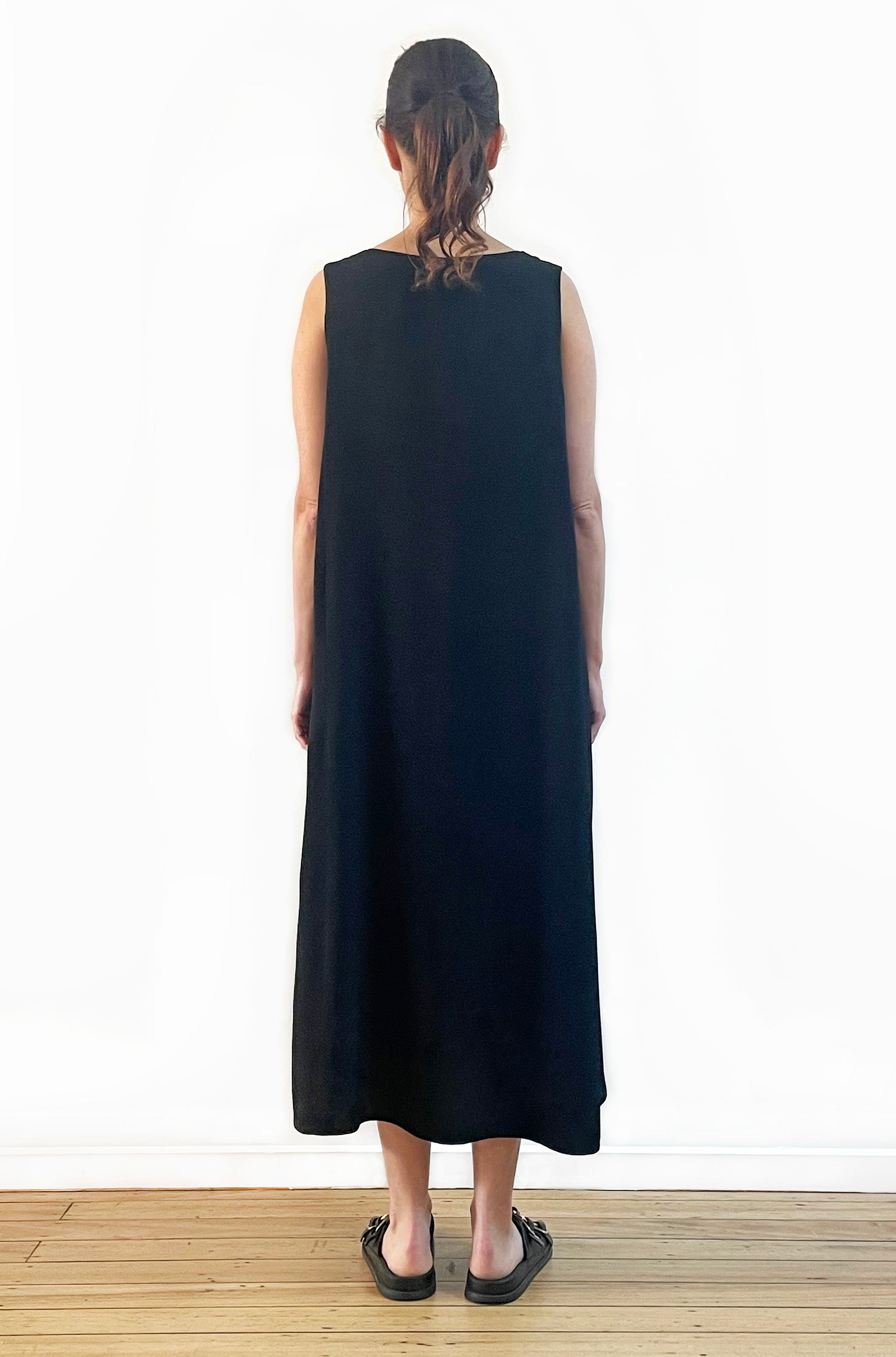 VISCOSE HI LO TANK DRESS BLACK