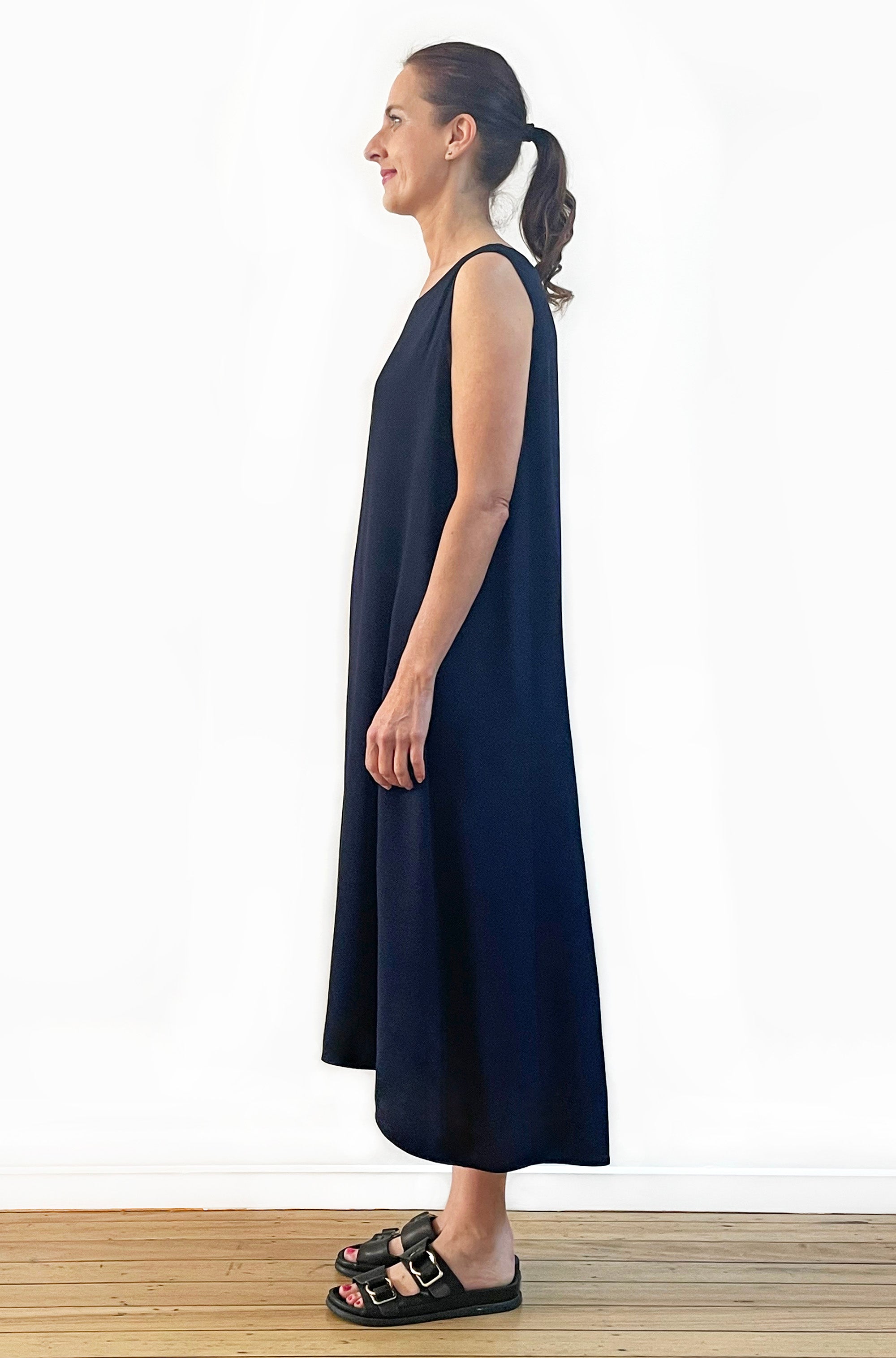 VISCOSE HI LO TANK DRESS DARK NAVY