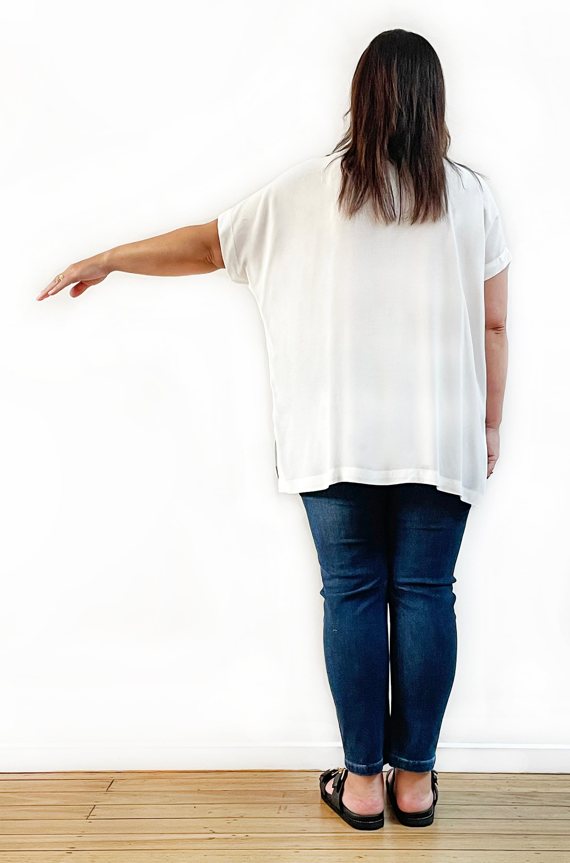 VISCOSE WOVEN TEE TOP IVORY