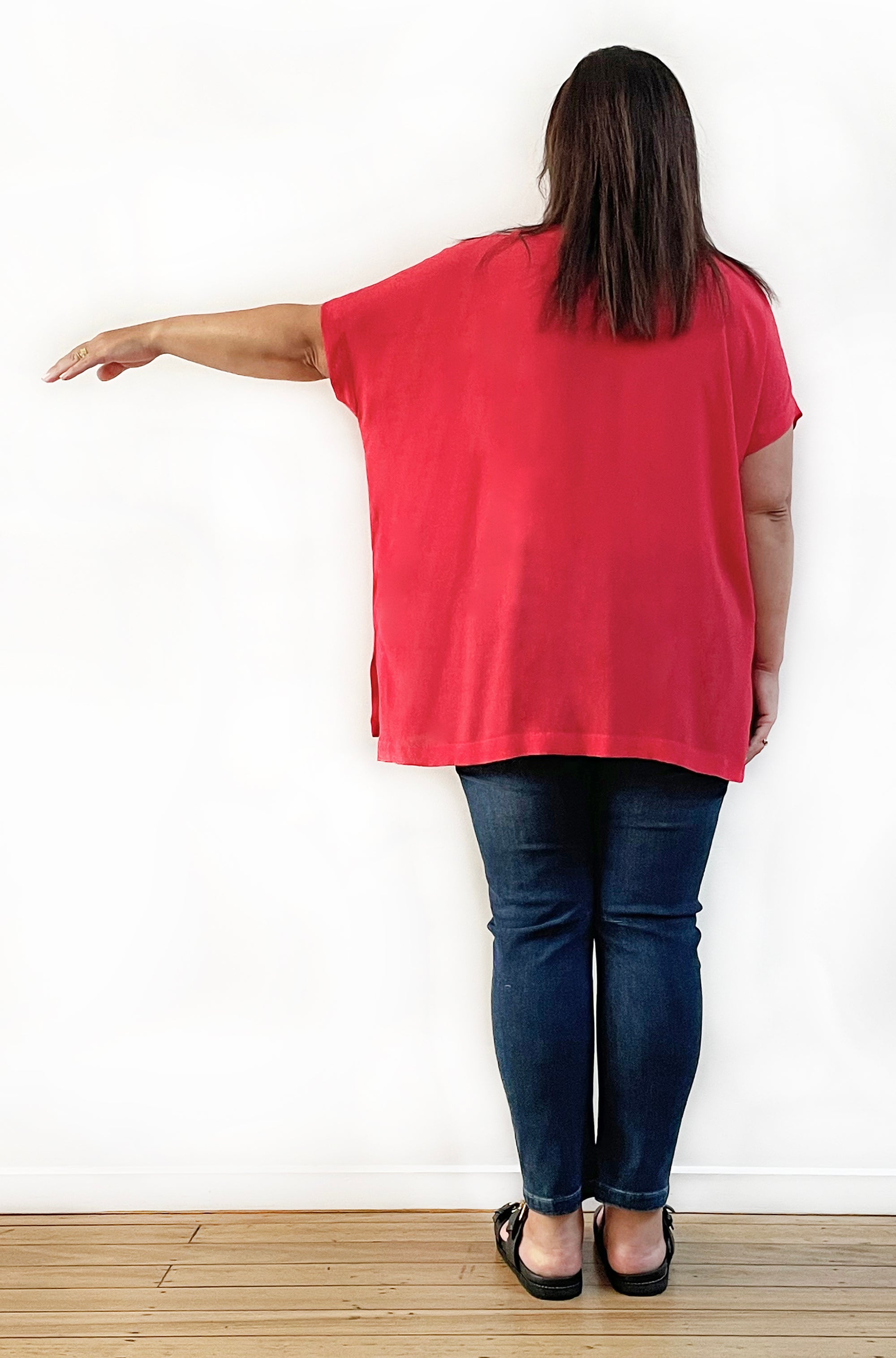 VISCOSE WOVEN TEE TOP POPPY RED