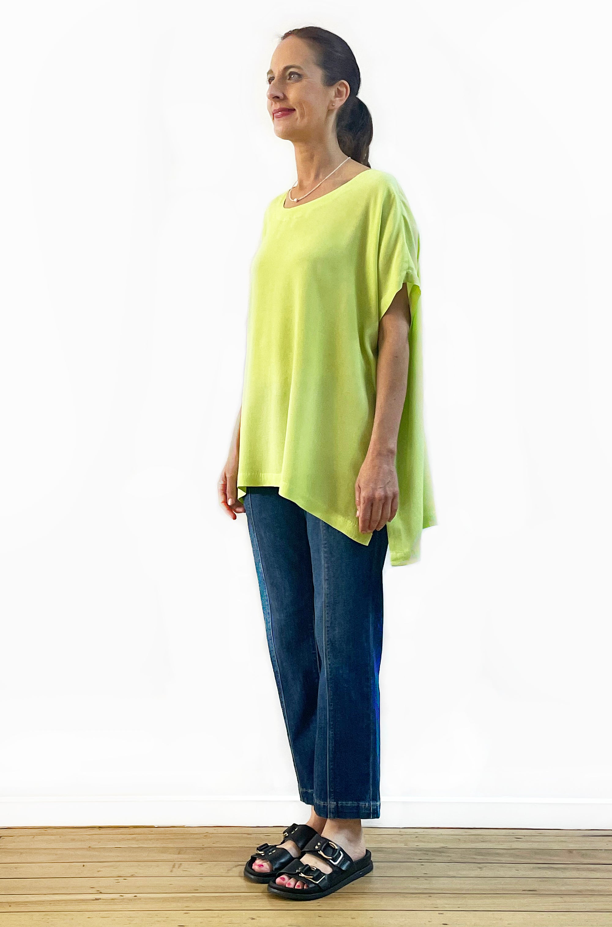 VISCOSE WOVEN TEE TOP LIME