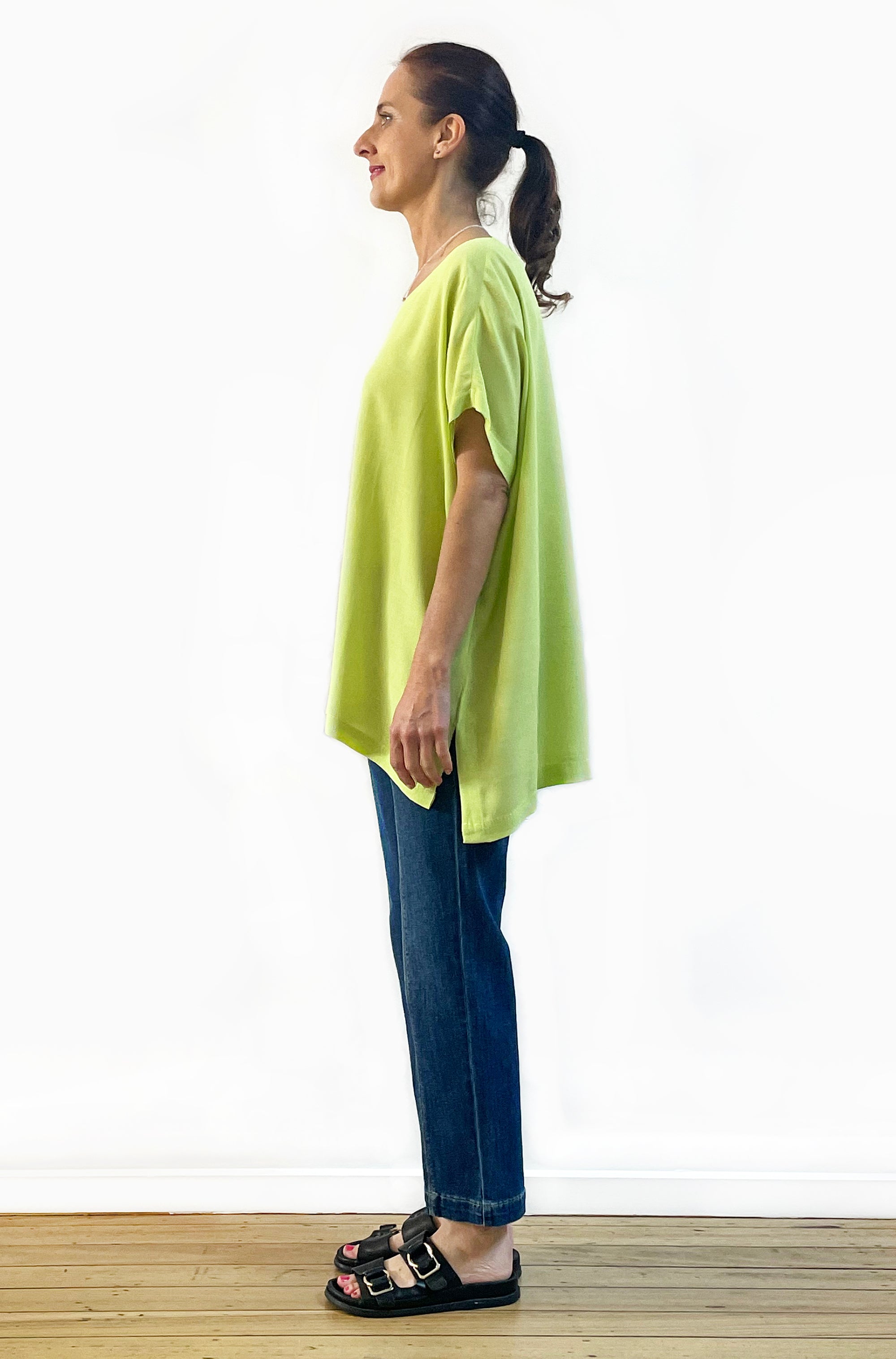 VISCOSE WOVEN TEE TOP LIME