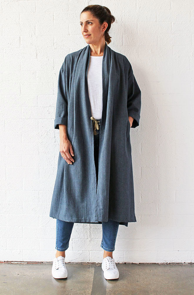 LINEN DUSTER DENIM