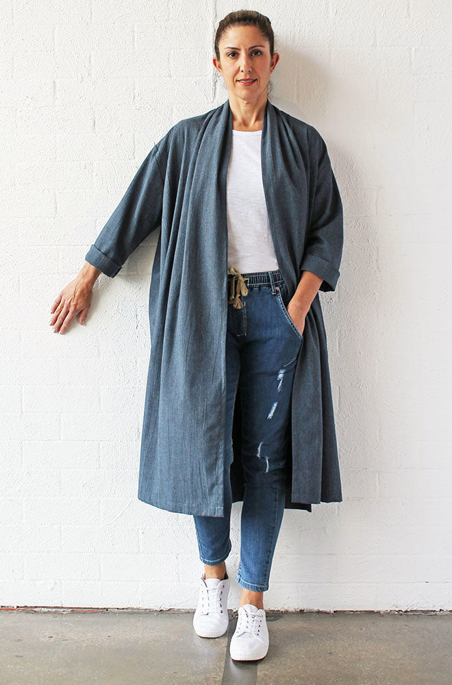 LINEN DUSTER DENIM