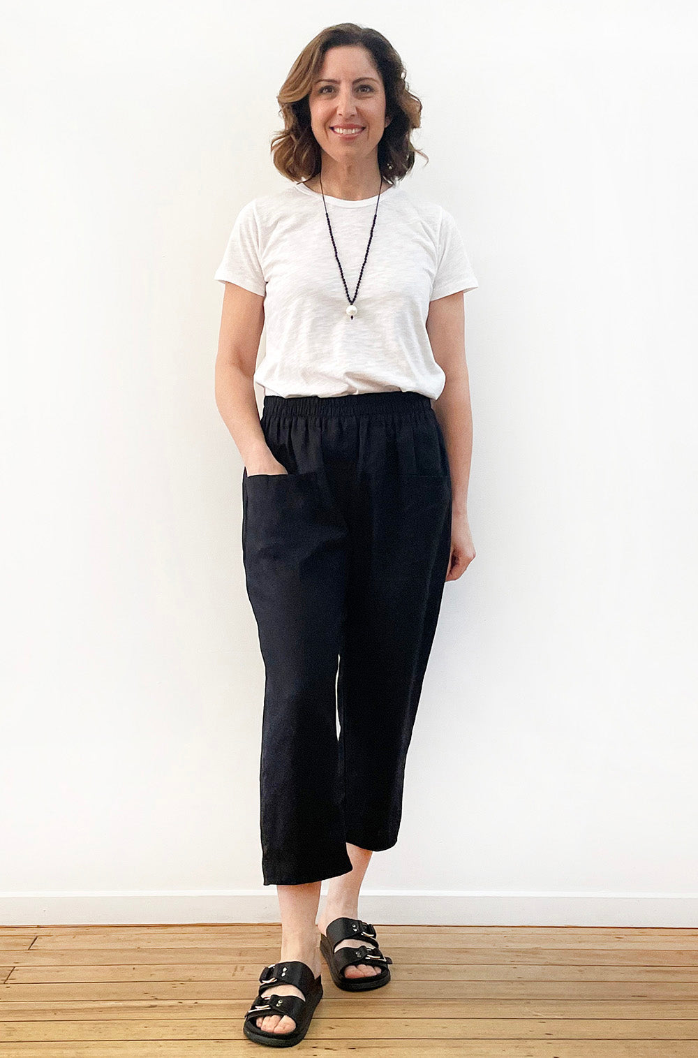 LINEN POCKET PANT BLACK