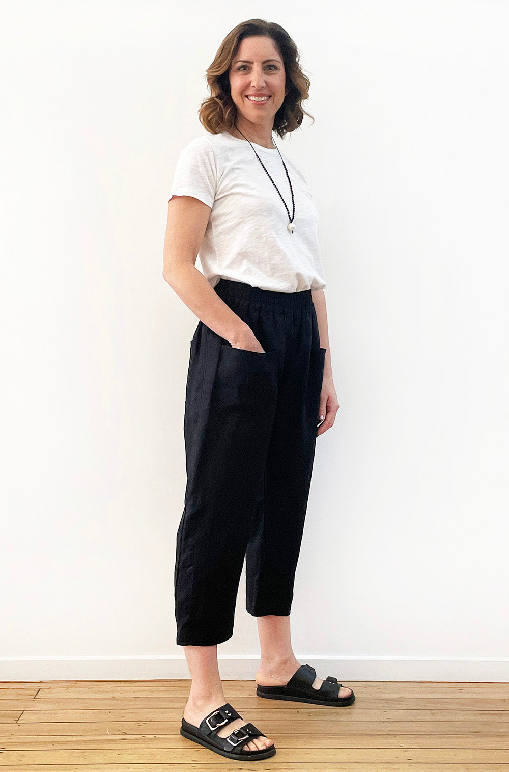 LINEN POCKET PANT BLACK