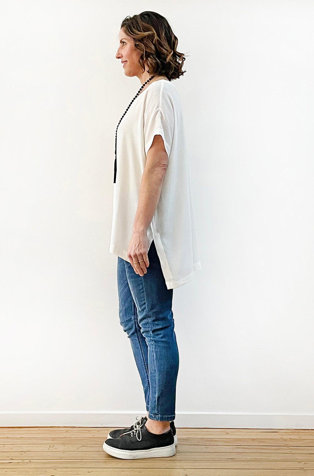 VISCOSE WOVEN TEE IVORY