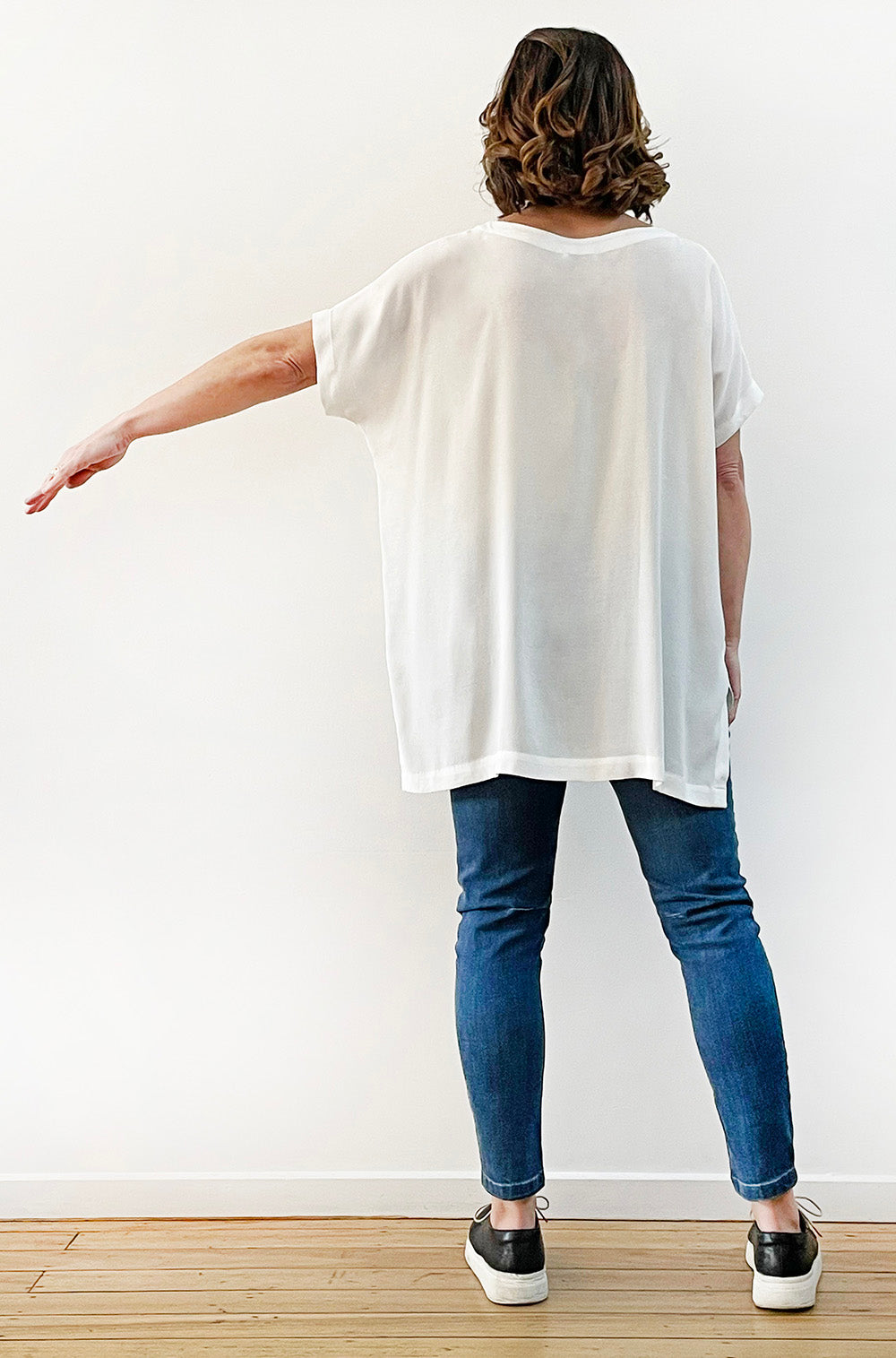 VISCOSE WOVEN TEE IVORY