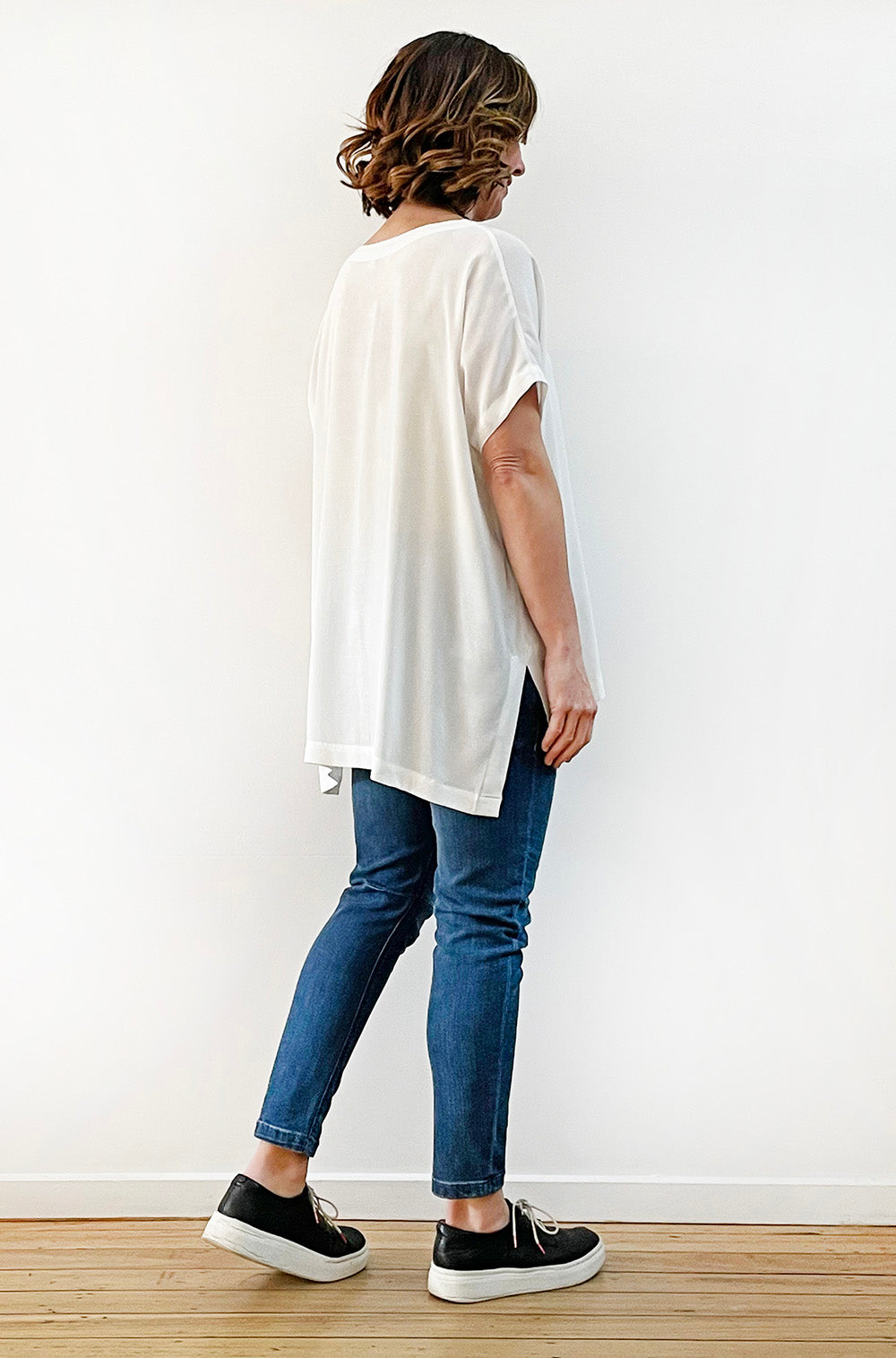 VISCOSE WOVEN TEE IVORY