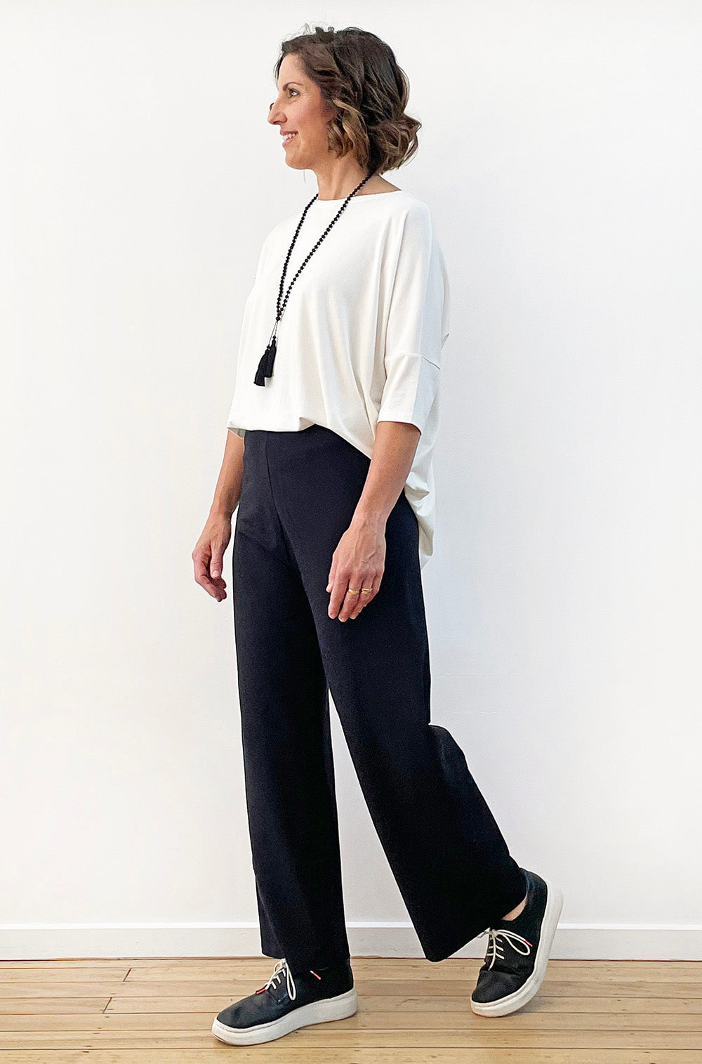 BAMBOO/ORGANIC COTTON WIDE LEG PANT BLACK