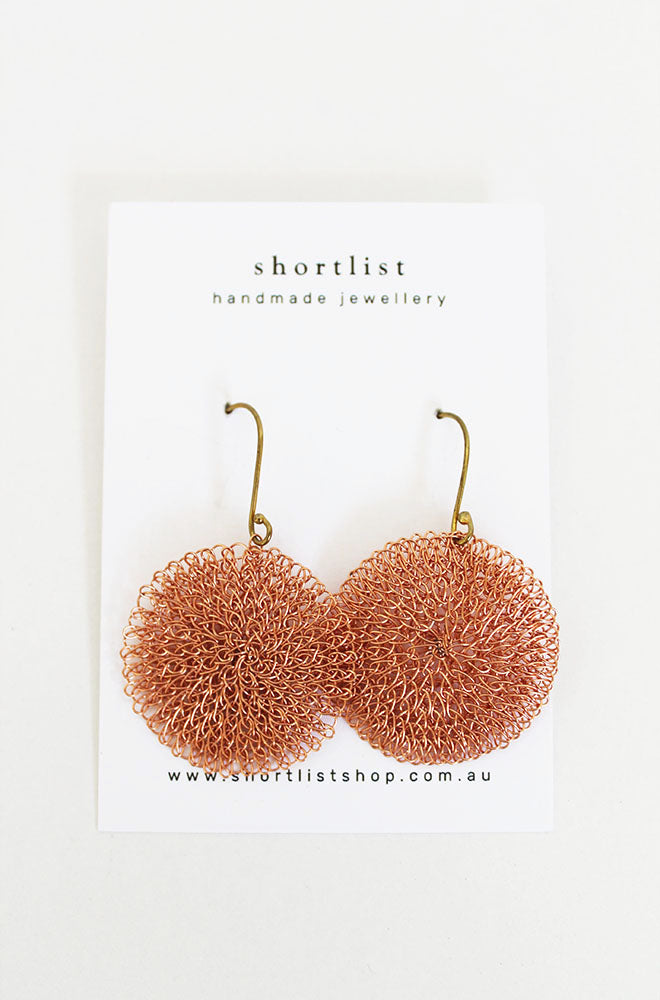 MEDIUM WIRE DISC EARRINGS LIGHT COPPER