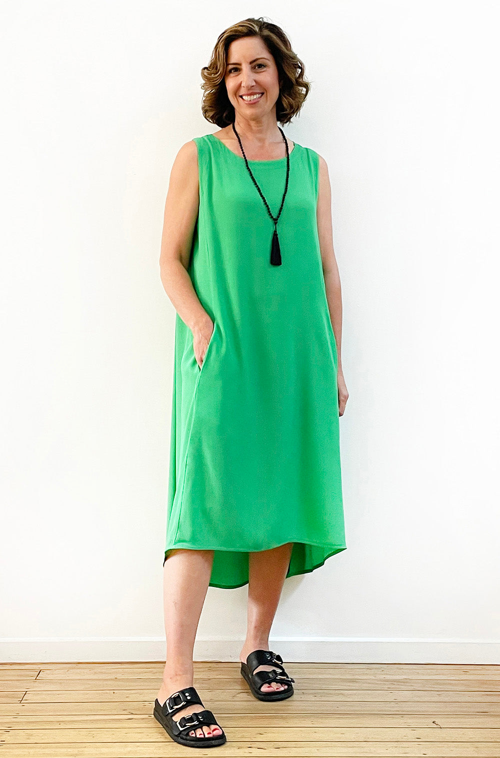 VISCOSE HI LO TANK DRESS MINTY GREEN