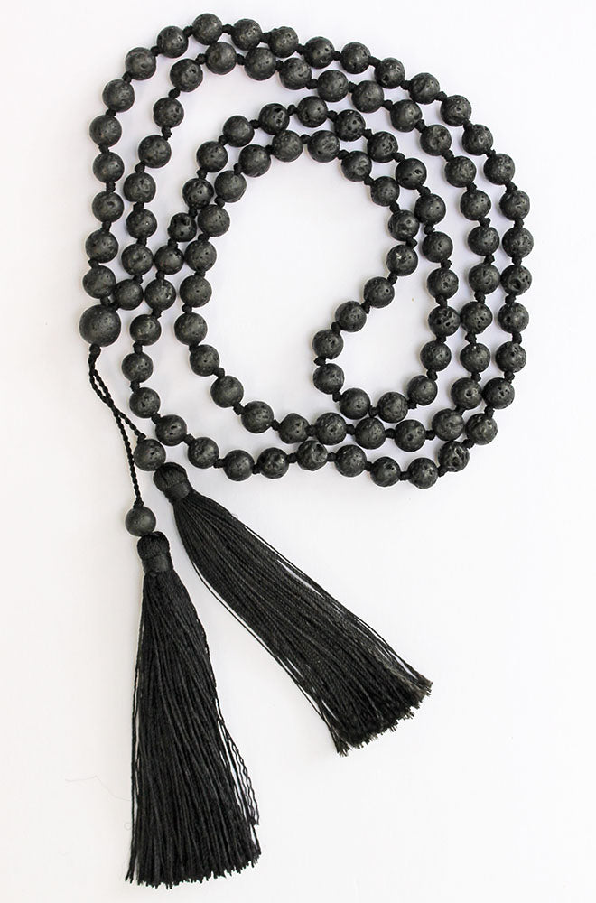 LAVA STONE TASSEL NECKLACE