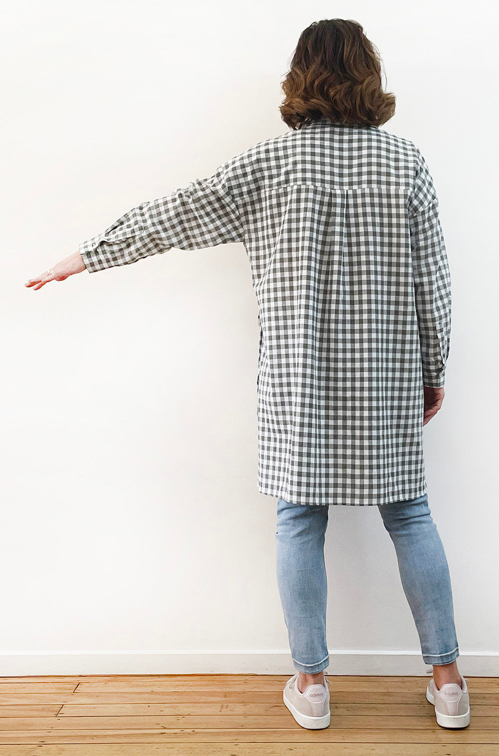 COTTON DRAWSTRING SHIRT KHAKI GINGHAM