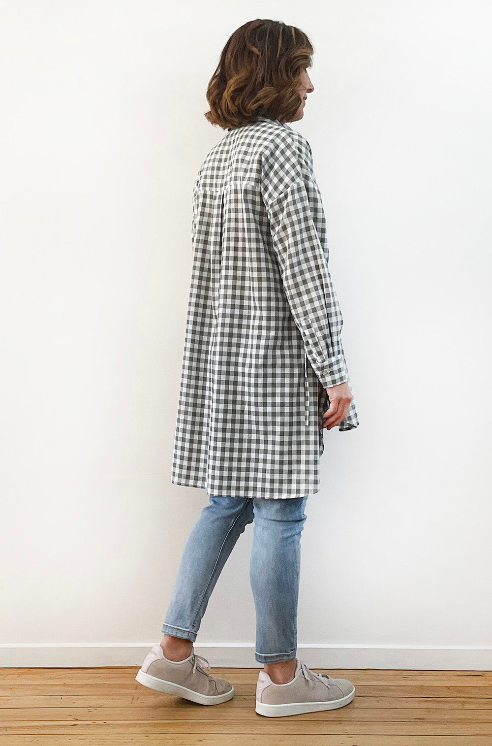 COTTON DRAWSTRING SHIRT KHAKI GINGHAM