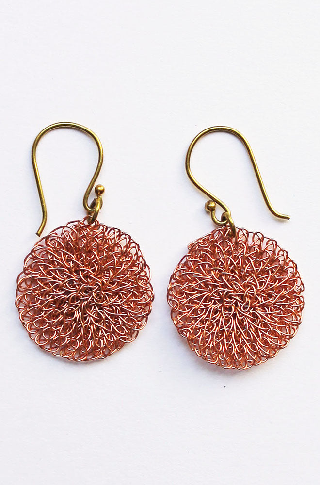 SMALL WIRE DISC EARRINGS COPPER