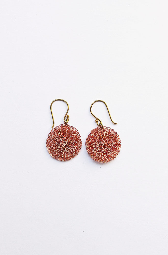 SMALL WIRE DISC EARRINGS COPPER